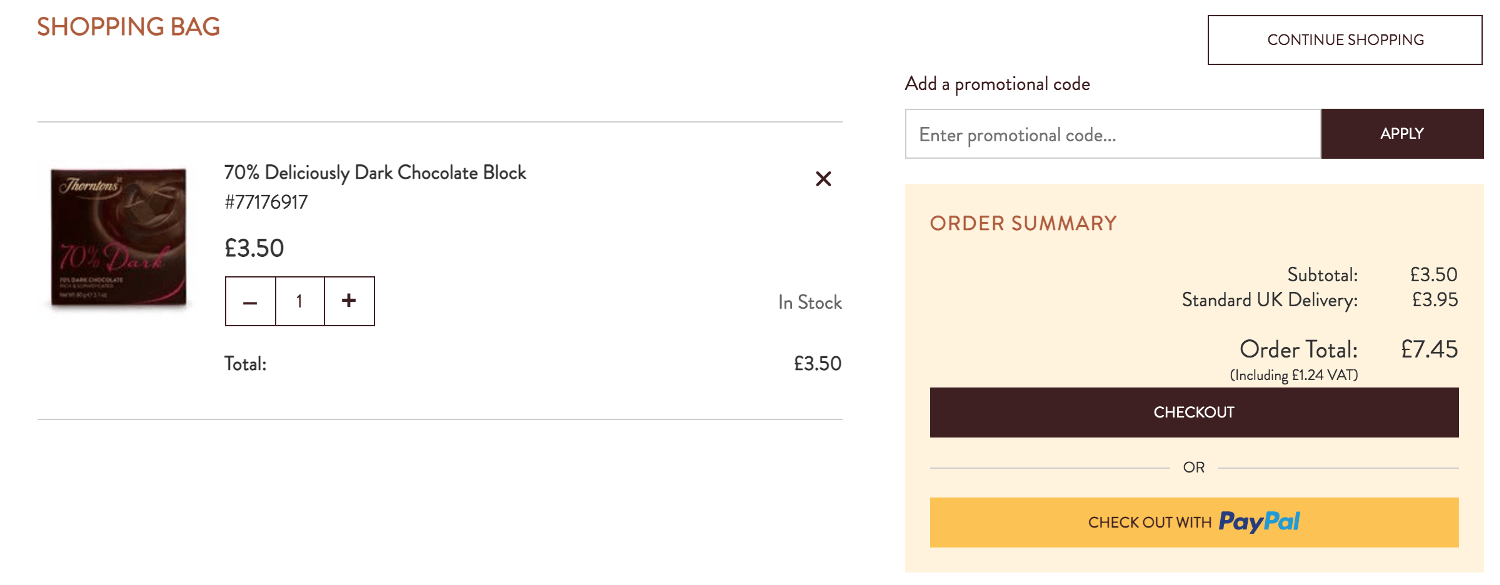Thorntons discount code input box