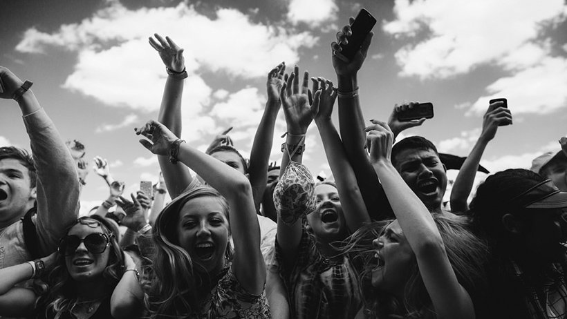 excited crowd at a festival