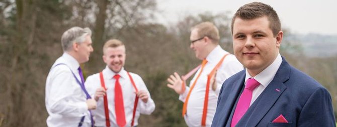Groom and groomsmen at a wedding
