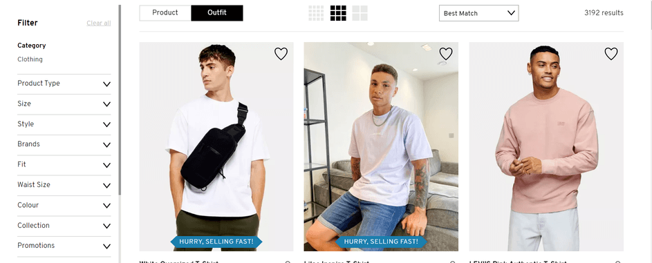 Topman filter options