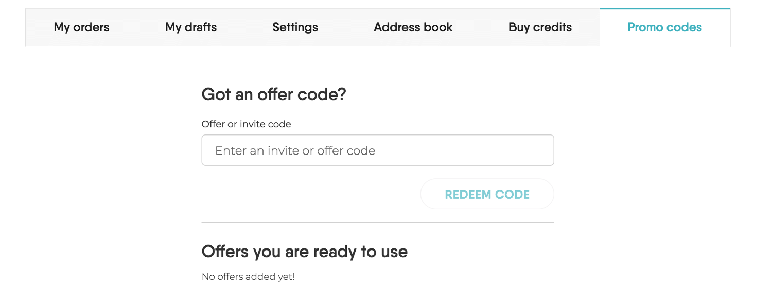 Touchnote promo code box