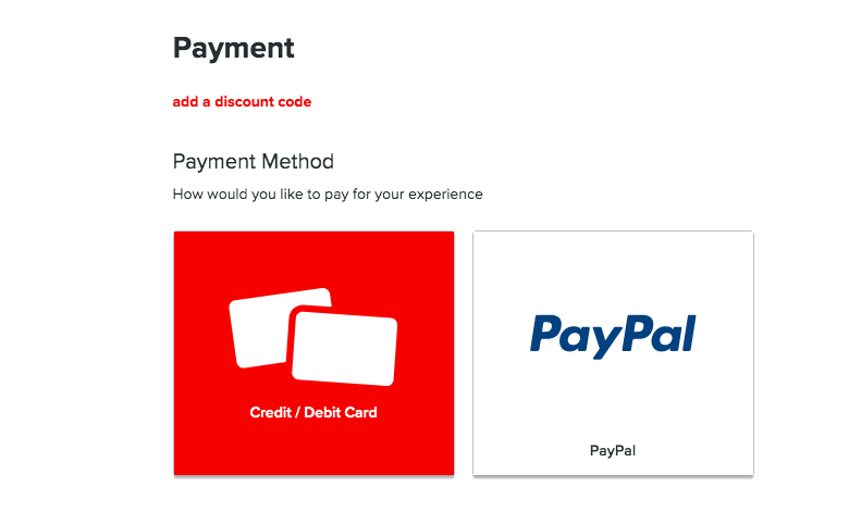 Virgin Experience Days discount code application box