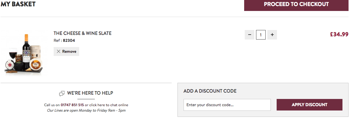 Virgina Hayward discount code input box at checkout