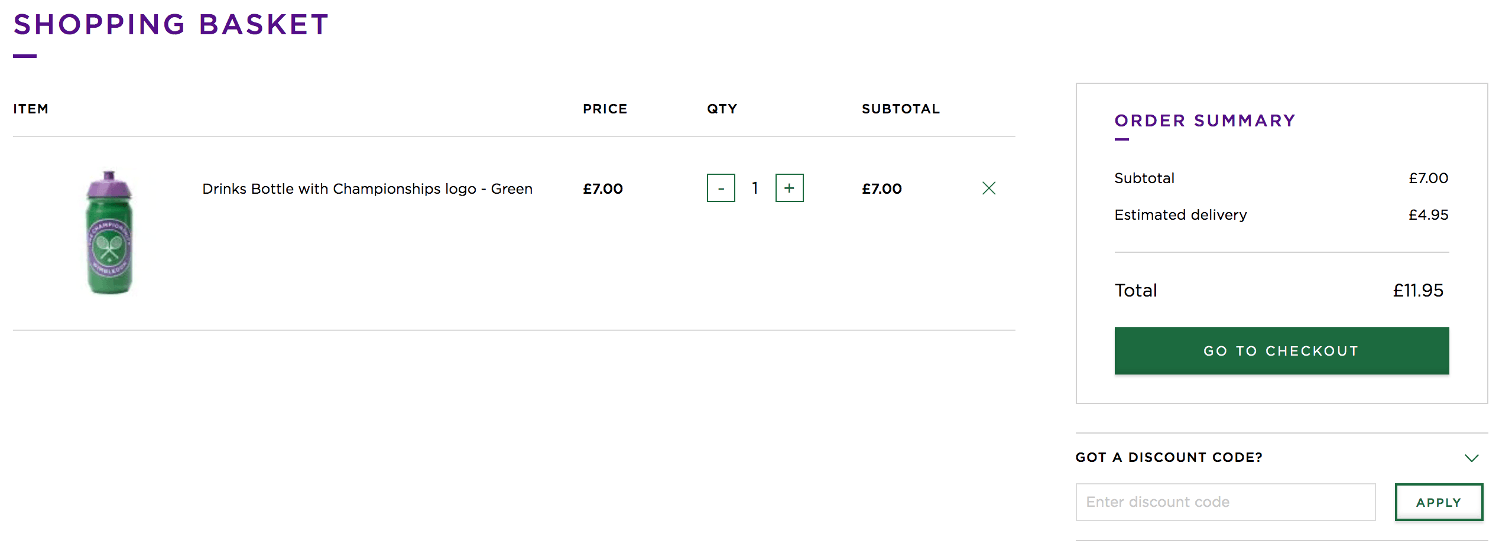 Wimbledon Shop discount code box