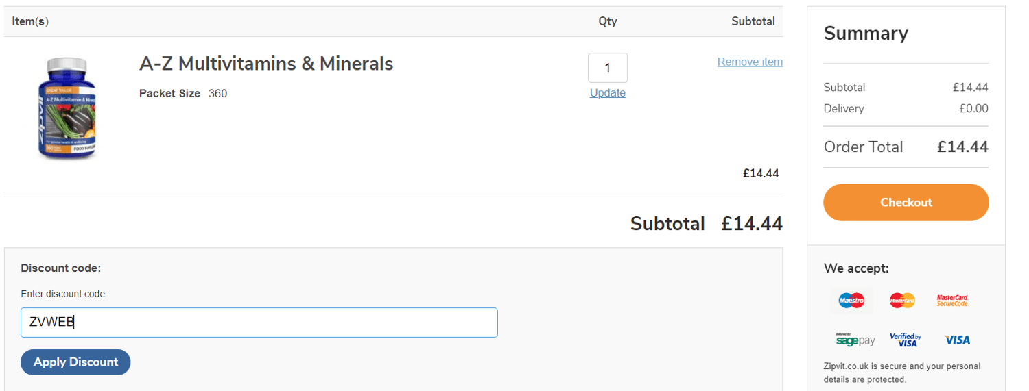 zipvit discount code at checkout